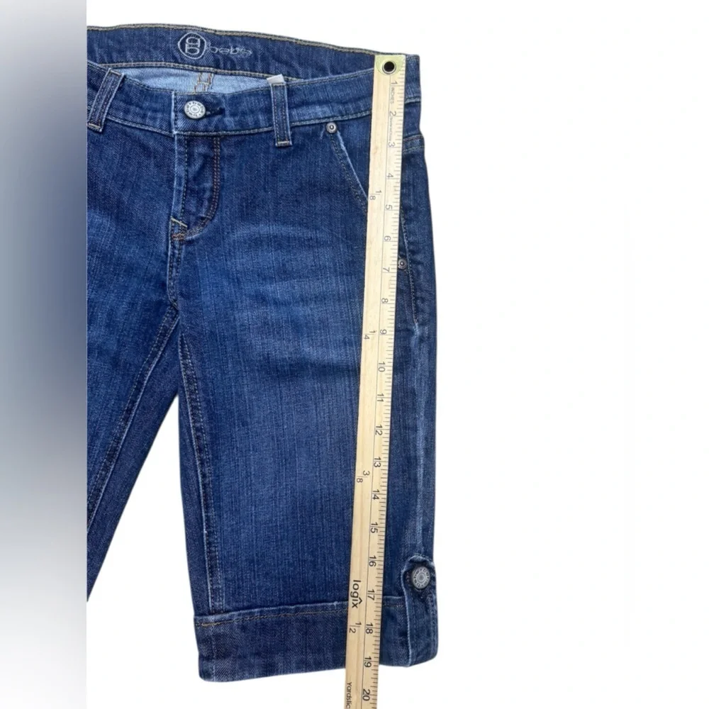 Bebe y2K Denim Bermuda Shorts Size 26 Decorative Buttons Sailor Pant Vintage